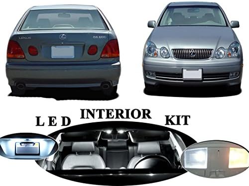 LED Lights for Lexus GS 300 GS 400 Xenon White LED Package Upgrade - Interior + License plate / Tag + Vanity / Sun Visor + Reverse / Backup (16 pieces)