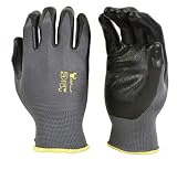 G & F 15196L Seamless Nylon Knit Nitrile Coated Work Gloves, Garden Gloves, Black, Large, 6 Pair Pack