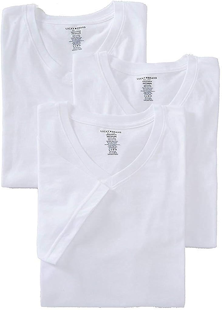 Lucky Brand Men's V-Neck Cotton Undershirt T-Shirt (3 Pack) at  Men’s Clothing store
