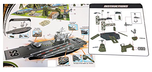 Toy Essentials Military Big Battle Base and Aircraft Carrier Combo Play Set with Accessories