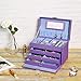 SONGMICS Girls Jewelry Box Lockable Jewelry Case Purple Textured Organizer UJBC133