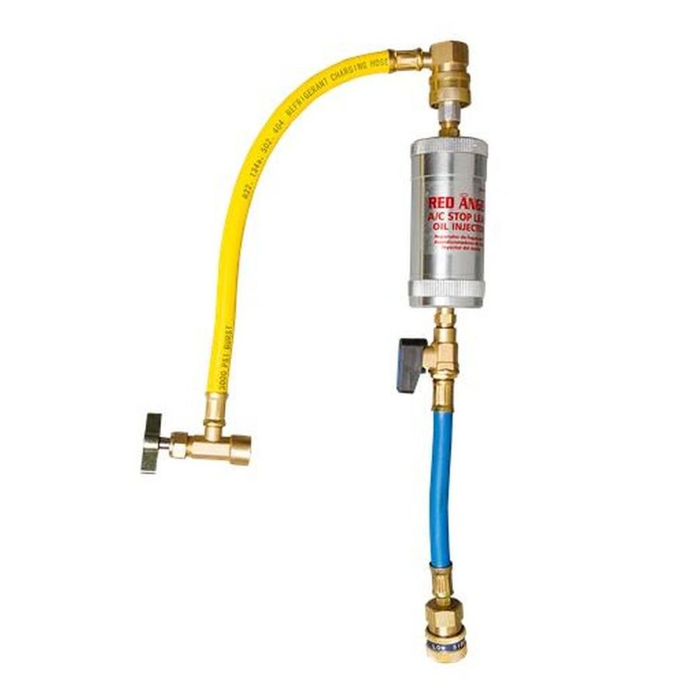 Red Angel A/C Oil Injector, Injecting Refrigerant Oil into A/C System
