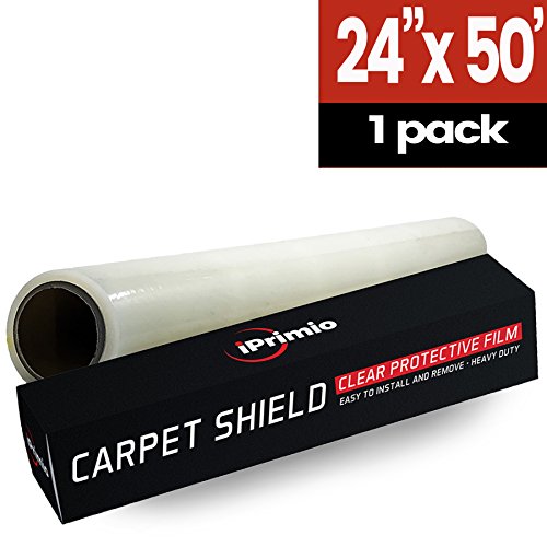 IPRIMIO Protective Film for Surface, Carpet and Paint Protection- 24" by 50 Feet clear sheet – Tear Resistant, 2mm Extra Thick and 50 Microns Thickness – Multipurpose indoor and outdoor use