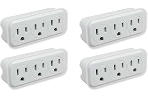 OSKOS 3 Outlet Triple Extender, 3 Prong Grounded Wall Tap, Multiple Outlet Adapter Plug for Travel Home Hotel Office, ETL Listed, 4 Pack