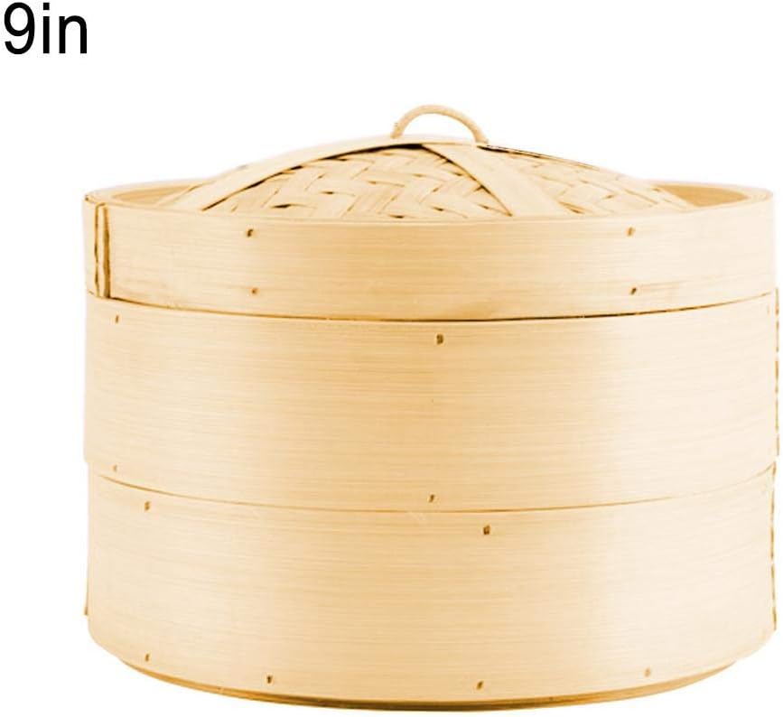 WUYANSE Bamboo Steamer, Two Drawers And One Cover, Healthy Cooking For Vegetables, Dim Sum Dumplings, Buns, Chicken Fish & Meat, 7/8/9 Inch