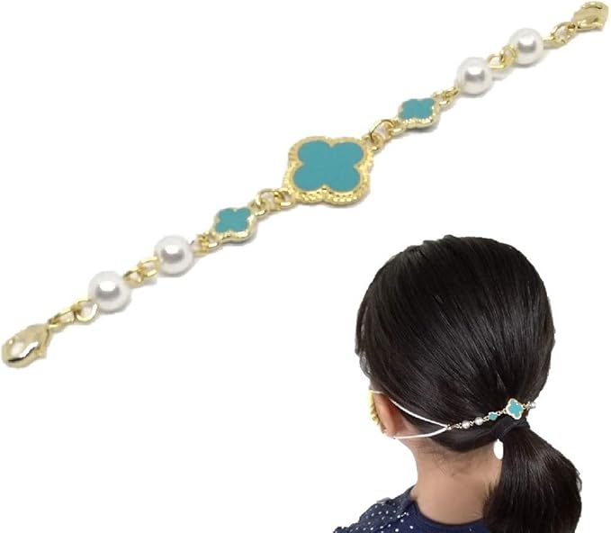 Amazon Co Jp Mask Accessory Mask Band Made In Japan Fashionable Cute Hair Ornament No Ears Pain Mask Hook Clip Strap Mask Life 026 Mbd02 Turquoise Blue Gold Clothing Accessories