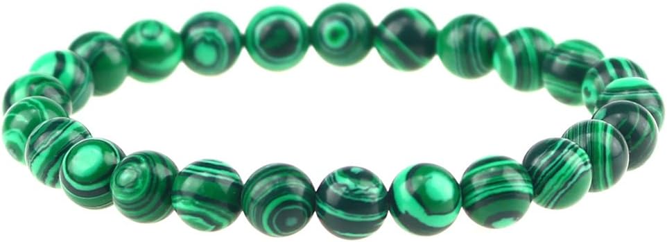 Bhavika Fashion Natural Gemstones for Healing Crystal Stretch Beaded Bracelet for Men & Women (Malachite Stone Bracelet)