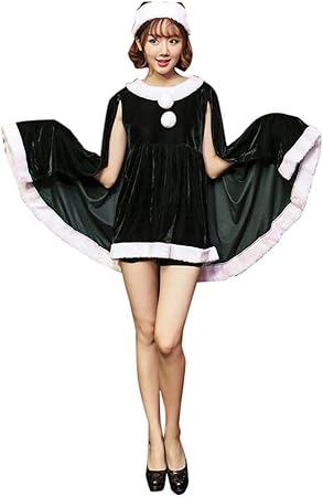 Amazon S C Live クリスマスコスプレ衣装 レディース ケープ風サンタミニドレス3点set 帽子 ケープ風ワンピースドレス ショートパンツ サンタ コスプレ サンタコス クリスマス コスチューム 激安 大きいサイズ 衣装 コス セクシー サンタクロース パーティ サンタ