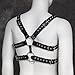 L'vow Men's Black Leather Adjustable Buckle Straps Body Chest Harness Belt (Style one)
