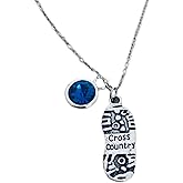 Personalized Cross Country Necklace, Birthstone Charm Necklace, Sneaker Pendant, Running Gift