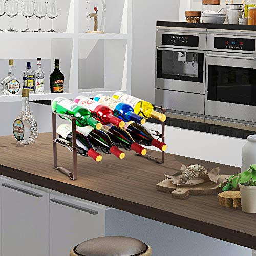 Bextsrack 2 Tier Countertop Wine Rack, Freestanding Stackable Wine