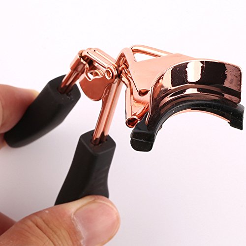 WOKOTO Rose Gold Protable Eyelashes Curler Tweezers Curling Eye Lashes Clip Cosmetic Beauty Makeup Tool With Rose Gold False Eyelashes Applicator Tweezers Set