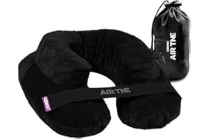 Cabeau Inflatable Travel Pillow – Air TNE – Adjustable, Lightweight, and Supportive for Sleeping on Airplanes, Trains, and Cars– Customized Fit and Compact Carrying Case (Midnight Black)