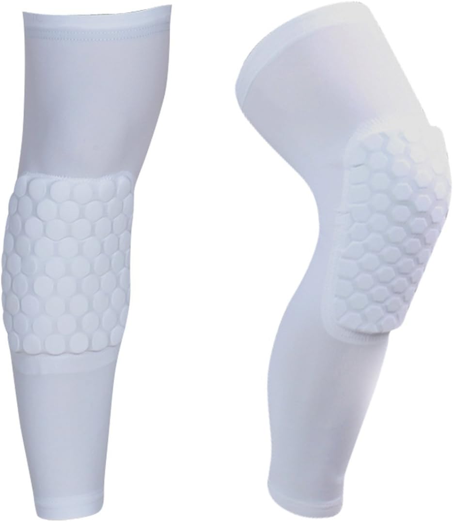 MingDe Knee Pads Professional Black & White Sports Porective Support Volleyball Basketball Football Leg Brace Sleeves 2 Piece
