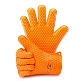 Cooking Gloves Heat Resistant for Traeger, Smoker and Outdoor Grills by SiliSafe