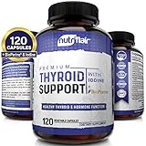 Thyroid Support Complex with Iodine, 120 Capsules  Natural Supplement - for Weight Loss, Boosts Metabolism & Energy Levels, Increases Brain Function, Concentration, Focus  Made In The USA