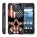 TurtleArmor | ZTE Prestige 2 Case | ZTE Maven 3 Case | ZTE Overture 3 Case [Dynamic Shell] Hybrid Dual Layer Hard Shell Kickstand Silicone Case - US Flag Skull