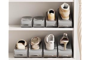 ORGANOMICS Shoe Slot Organizer For Kids, 4-Speed Adjustable Shoe Organizer Slots For Kids, Space-Saving Storage Rack for Slip