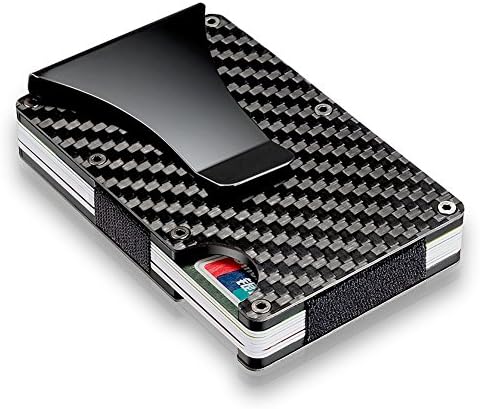 Black Carbon Fiber Money Clip, RFID Blocking Wallet, Slim Design Credit Card Business Card ID Holder for Men