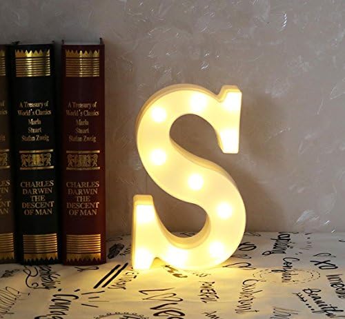 Pauline LED Alphabet A-Z plastic LED marquee light sign Warm White Letters Marquee Sign Shape Xmas Wedding Propose Christmas Room Party Bar Cafe Bedroom Decoration S