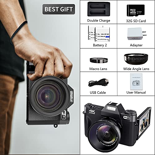 WIKICO Digital Camera for Photography, 4K Camcorder 48MP Vlogging
