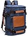Aidonger Unisex Multifunktions Vintage Canvas and Leather Shoulder bag Travel Backpack (Dark blue)