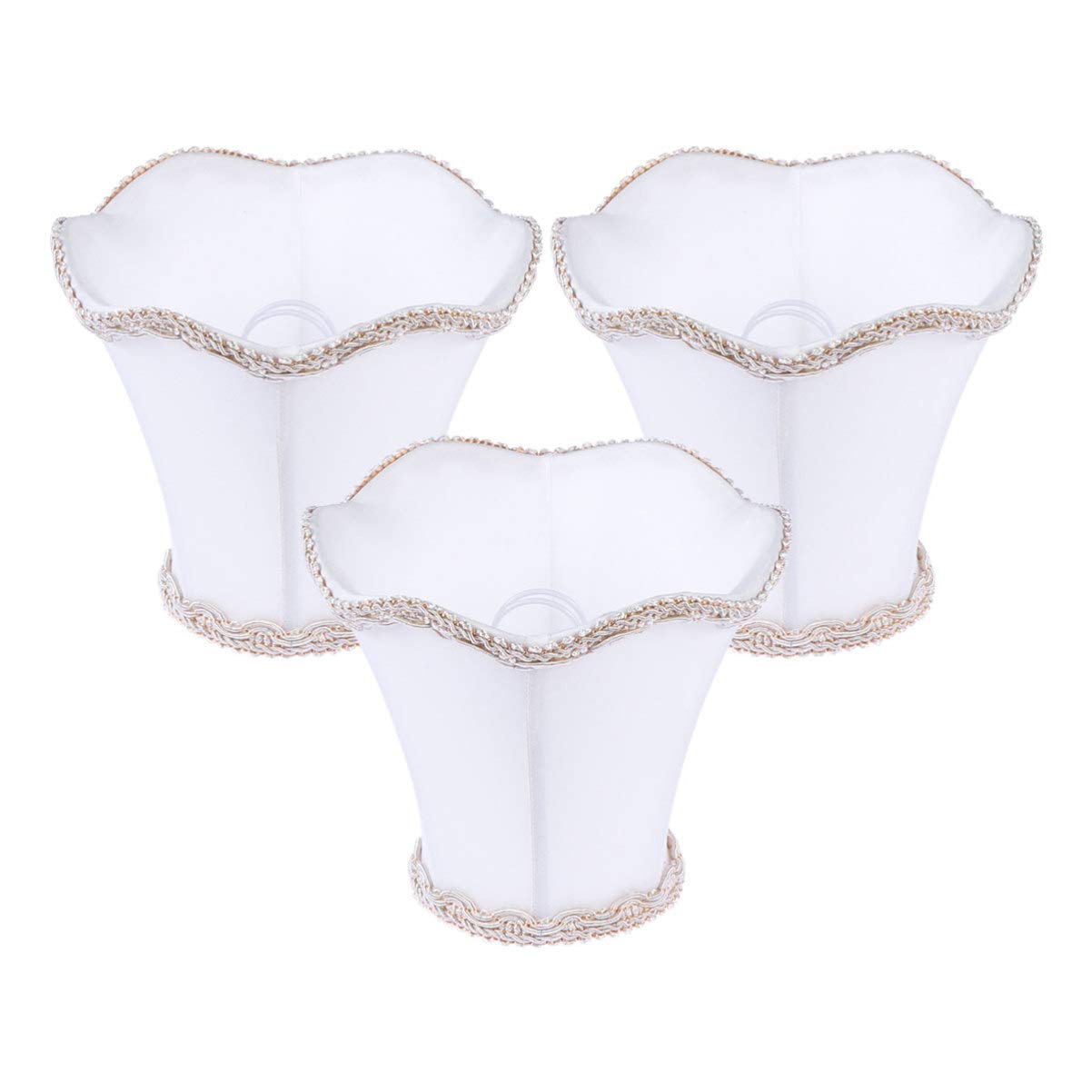 LIOOBO 3pcs/Bag European Lamp Shades Candle Chandelier Lampshade Holder Modern Shade kit for Upward Pointed Candle-Style Bulb/Table/Wall Light (024White Flash)