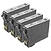 SpeedyInks 4pk Remanufactured High Capacity Black Ink for Epson 220XL T220XL120 for use in WorkForce WF-2630, WF-2650, WF-2660, Expression XP-420, XP-320, XP-424