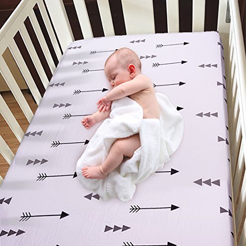 Kyapoo Crib Sheets 100% Organic Cotton Arrows Unisex Bedding Style For Toddler Girl & Boy - Baby Bed Mattress Protector - Jersey Cotton crib Mattress Covers Hypoallergenic Breathable 52"x28" - Thumbnail 2