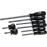 K Tool International 8-Piece Black Phillips and Slotted Screwdriver Set