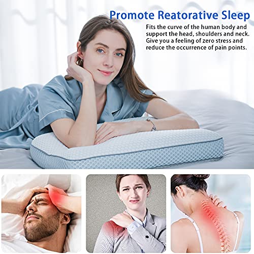 Memory Foam Pillows, Gel Cooling Ventilated Neck Support Pillow for Sleeping, Contour Orthopedic Cervical Pillow for Neck Shoulder Pain Relieve, Ergonomic Bed Pillow for Side, Back and Stomach Sleeper