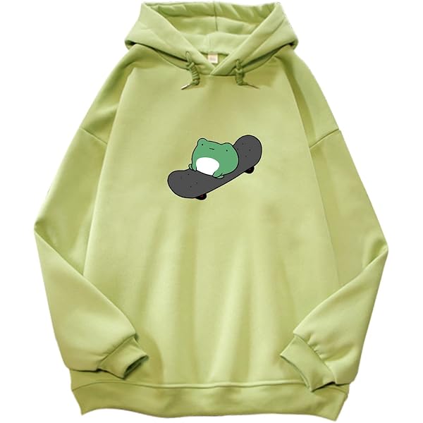 Women's Cute Frog Hoodie - Cottagecore Kawaii Sweatshirt, Yellow, Small, Trendy Aesthetic Top - View #5