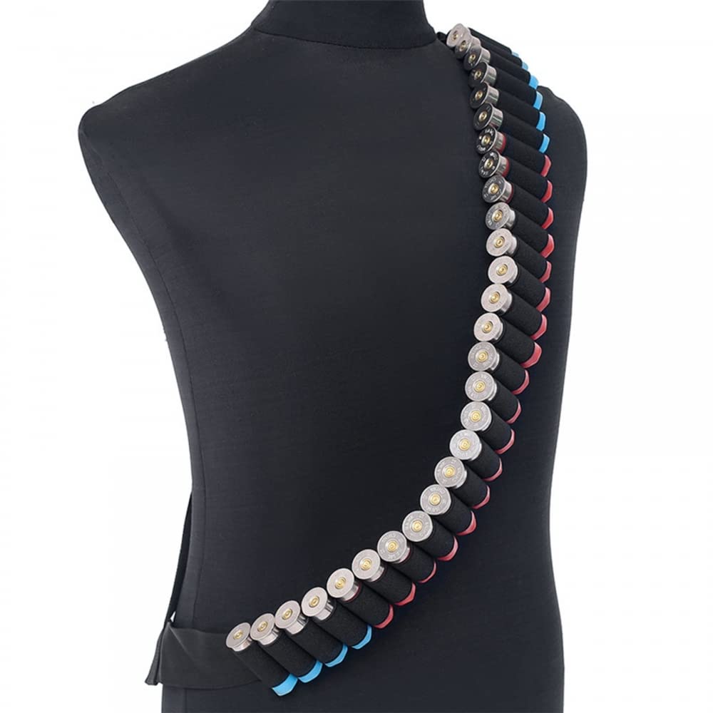 DONGKER 50 Round Shotgun Shell Bandolier,12/20 Gauge Shell Cartridge Ammo Shell Holder Belt for Outdoor Hunting