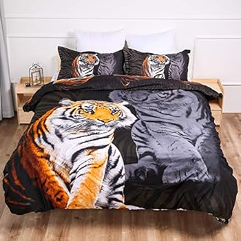 Amazon Com Cliab White Tiger Bedding Set Queen Size 3d Animal