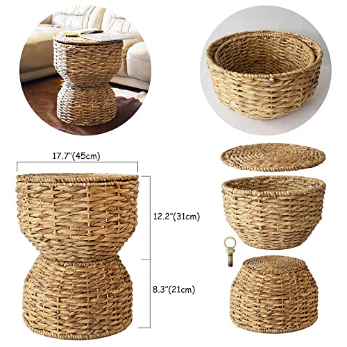 Woven Storage Ottoman Poof Natural Seagrass Poufs, Multipurpose