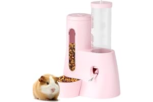 LOLLBIRD 2-in-1 Hamster Water Bottle & Food Dispenser - Leak-Resistant Design for Glass/Wire Cages (120ml/4oz BPA-Free + Double Seal Nozzle) Dwarf Hamster & Mice Essentials (Pink, 6.3×5.1×4.3)