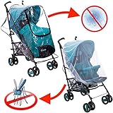 Rain Cover - Mosquito Net - Stroller Rain Cover and Baby Mosquito Net (2-Piece Set) Waterproof, Windproof Protection - Travel-Friendly, Outdoor Use - Easy to Install and Remove