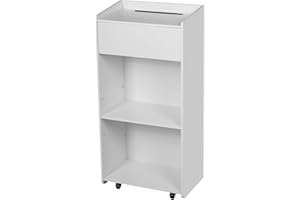 FORIY foiry Podium Stand Movable Floor Lectern Floor Standing Podium Speaking Lectern with Wheels for Reception Presentation Church Classroom Office Restaurants White