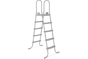 Bestway Flowclear 52 Inch Versatile Metal A Frame Above Ground Swimming Pool Ladder with Heavy Duty Plastic Double Sided Steps