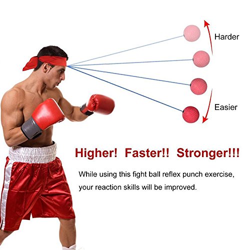 PoiLee Boxing Reflex Fight Ball with Handwraps Great for Training to Improve Reactions and Speed, Punching Bag Boxing Equipment Super for Both Training and Fitness