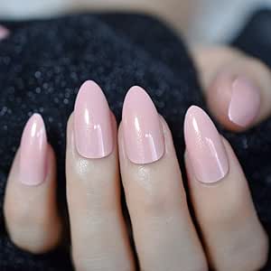 EchiQ - uñas postizas con puntas rosas y puntas afiladas de Stiletto