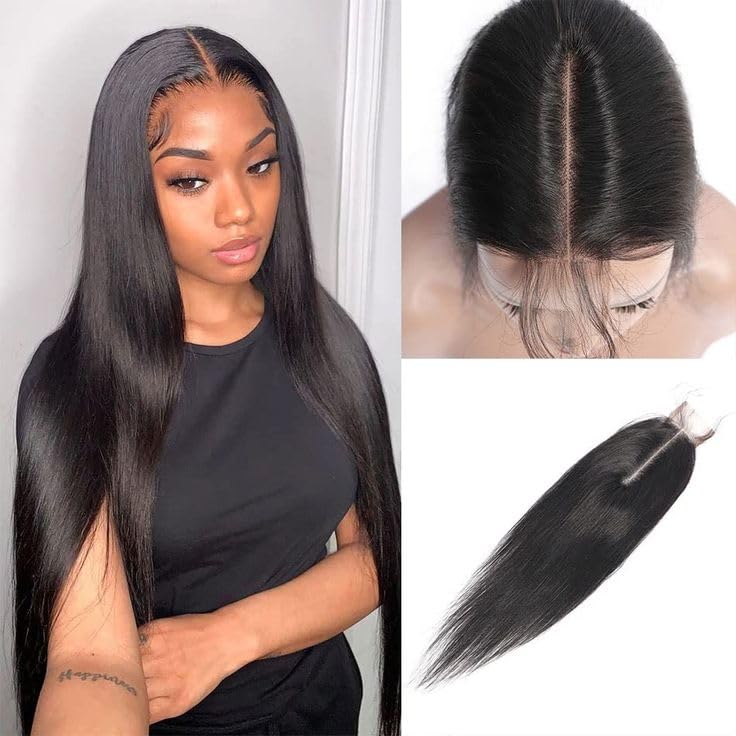 TOOCCI 2x6 Deep Part Lace Closure 180% Density Human Hair Straight Lace Closure 2x6 100% Unprocessed Human Hair Lace Closure Wet and Wavy Hair Closure Natural Color 14 Inch