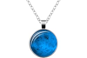 Moon Round Pendant Necklace Starry Sky Luminous Necklace Romantic Valentine's Day Party Birthday Gifts for Astronomy Enthusia