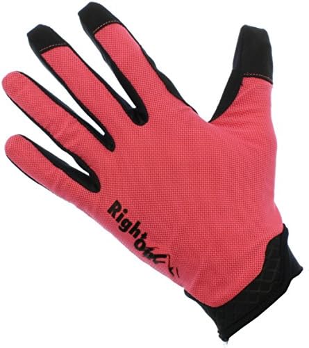 RightOn SIMPL Mountain Bike Gloves, Unisex Cycling Gloves, Full Finger MTB DH Downhill Off Road Gloves with Touch Recognition (Retro Red, L)
