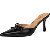 SUIARA Kitten Heels for Women Closed Toe Heels Vintage Heeled Mules Sexy Pointy Studded Slip on Stiletto Dressy Pumps