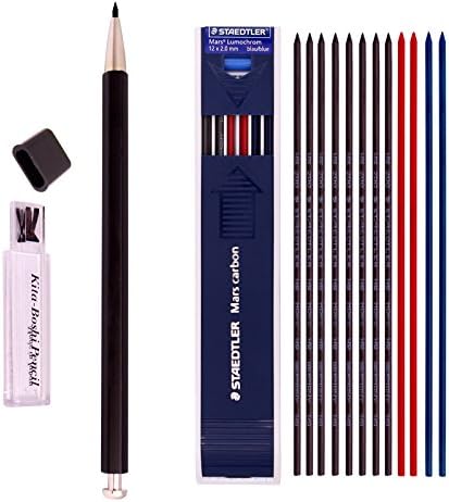 Kitaboshi 2.0 mm Lead Holder Pen Mechanical Pencil for Draft Drawing,Carpenter,Crafting, Art Sketching Sharpener (Black Body)