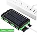 FLOUREON 10000mAh Solar Charger Power Bank Waterproof Portable External Battery Backup with Dual USB for Android iPad iPhone Cellphones, 2 LED Flashlight with Compass for Emergency(Green)