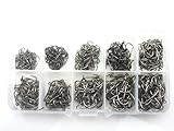 ZXUY 500 Pcs 10 Different Sizes Fishing Fish Hooks Fish Tackles Tool With Box Kit