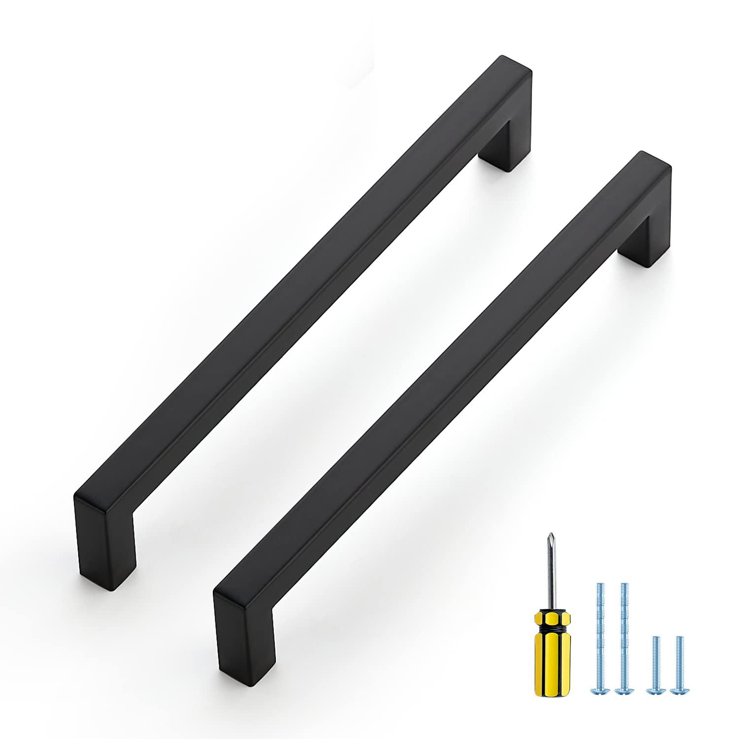 Photo 1 of Ravinte 20 Pack Square Cabinet Pulls 7-1/2 Inch Black Kitchen Cabinet Handles Matte Black Kitchen Hardware for Cabinet Black Drawer Pulls Black Drawer Handles Come with Screwdriver