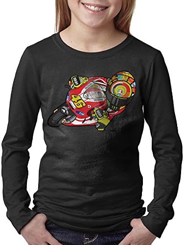 Crazy Cool Kid's Moto GP Valentino Rossi 46 Long Sleeve T-shirt Black,XL